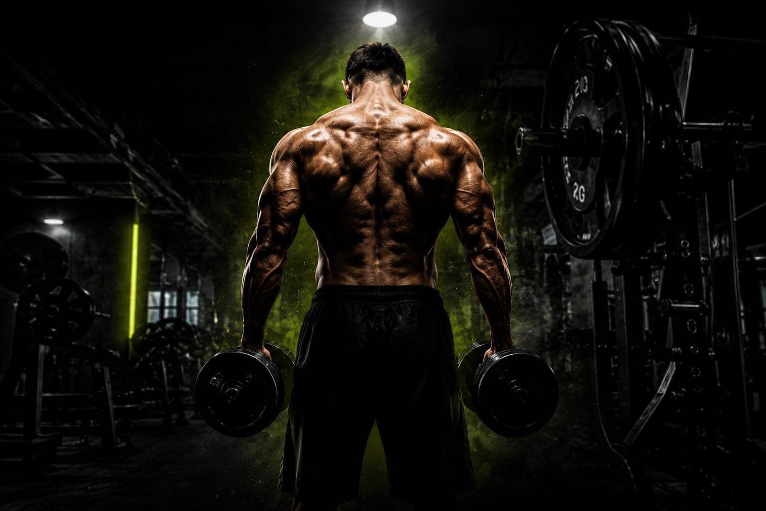 Gym interior with dramatic lighting